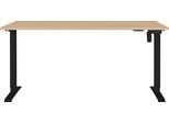 Schreibtisch GERMANIA "Boras", lindberg, eiche, nachbildung, schwarz, schwarz, lindberg, eiche, nachbildung, B:180cm H:120cm T:80cm, Tische, Schreibtisch, Breite 120/140/160/180 cm, Metallgestell, elektrisch höhenverstellbar