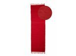 Teppich CARPETFINE "Kelim Chindi uni, auch als Läufer", rot, B:70cm H:5mm L:240cm, Baumwolle, Teppiche, Teppich, Wendeteppich, reine Baumwolle, handgewebt, Uni-Farben, mit Fransen