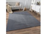 Teppich PACO HOME "Sevilla 521", grau (anthrazit), B:80cm H:16mm L:150cm, Polyester, Teppiche, Teppich, Kurzflor, Uni Farben, weich & kuschelig, Hoch-Tief Effekt, Wohnzimmer