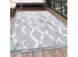 Outdoorteppich AYYILDIZ TEPPICHE "BAHAMA 5158", grau, B:140cm H:8mm L:200cm, Polypropylen, Teppiche, Outdoorteppich, Läufer, Flachflor mit Hoch-Tief-Struktur, In-und Outdoor geeignet