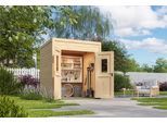 Gartenhaus NORDIC HOLZ "Felix 1", beige (naturbelassen), ohne Fußboden, ohne Dacheindeckung, Massivholz, Gartenhäuser, Gartenhaus, kleiner stilvoller Schuppen mit Flachdach