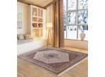 Orientteppich OTTO HOME "BB Oriental, handgeknüpft", braun (cream braun), B:140cm H:12mm L:200cm, Schurwolle, Teppiche, Orientteppich, reine Wolle, orientalisches Design, mit Fransen, Wohnzimmer