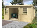 Gartenhaus LASITA MAJA "Amira 275", beige (naturbelassen), ohne Fußboden, ohne Dacheindeckung, Massivholz, Gartenhäuser, Gartenhaus, Blockbohlenhaus 28mm