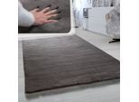 Fellteppich PACO HOME "Rabbit 780", grau (charcoal), B:140cm H:26mm L:200cm, Polyester, Teppiche, Fellteppich, Kunstfell, Kaninchenfell-Haptik, ein echter Kuschelteppich, Uni-Farben