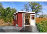 Gartenhaus LASITA MAJA "San Jose 175", rot (schwedenrot), ohne Fußboden, ohne Dacheindeckung, Massivholz, Gartenhäuser, Gartenhaus, Blockbohlenhaus 28mm
