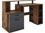 Schreibtisch OTTO HOME "Luton", braun (old style, old style, old style), B:140cm H:89cm T:55cm, Tische, Schreibtisch, Breite 140 cm, Regal-Schreibtisch mit viel Stauraum