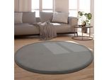 Teppich PACO HOME "Tatami 475", grau, H:24mm Ø:160cm, Polyester, Teppiche, Teppich, Kurzflor, Uni-Farben, mit Memory Foam, waschbar