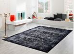 Teppich OCI DIE TEPPICHMARKE "BESTELLER MAGIC", schwarz (schwarz, grau), B:140cm H:8mm L:200cm, Viskose, Teppiche, Teppich, Glanz Viskose, mit Fransen, Hoch Tief Struktur, Vintage, Wohnzimmer