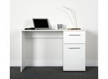 Schreibtisch VOGL MÖBELFABRIK "Tobi, mit einer Tür und einem Schubkasten", weiß, B:115cm H:73cm T:56cm, Tische, Schreibtisch, optional mit Tastaturauszug, Breite 115 cm