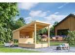 Sandkasten NORDIC HOLZ "PIPPI 1", beige (natur), B:164cm H:178,98cm T:220cm, Massivholz, Sandkästen, Sandkasten, Spielelement mit Überdachung, BxTxH: 164x220x179 cm