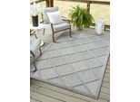 Outdoorteppich "Amara, LAGERRÄUMUNG", grau, B:160cm H:8mm L:230cm, Polypropylen, MYFLAIR MÖBEL & ACCESSOIRES, Teppiche, Outdoorteppich, Uni Farben, Hoch-Tief Effekt, Outdoor geeignet, Balkon, Terrasse