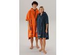 Badeponcho BRUNO BANANI "Daniel, ideal für Sauna, Spa & im Urlaub, Damen & Herren" Gr. S, blau, L:100cm, Frottier, Hausmäntel, Badeponcho, Surfponcho, 100% Baumwolle, Frottee, Strand, Sport, Topseller