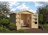 Gartenhaus KONIFERA "Oreba 3", naturbelassen, Fußboden im Gartenhaus, Dachschindeln, Massivholz, Gartenhäuser, Gartenhaus