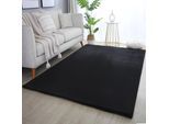 Hochflor-Teppich AYYILDIZ TEPPICHE "POUFFY 5100 , auch als Läufer und Rund", schwarz, B:80cm H:20mm L:250cm, Polyester, Teppiche, Hochflor-Teppich, Läufer, weicher glatter Softflor, Kaninchen Fell Haptik, waschbar