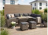Gartenlounge-Set KONIFERA "Rotterdam", grau, Polyrattan, Sitzmöbel-Sets, Gartenlounge-Set, Polyrattan, Stahl, Tischplatte aus Nonwood
