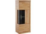 Vitrine OTTO HOME "RIBE75, 1Glasboden variabel, dunkles gehärtetes Glas, Trendfarbe", beige (kernbuche teilmassiv), B:50cm H:125cm T:35cm, Holz teilmassiv, Schränke, Vitrine, B/T/H:50/35/125cm, Front massivholz,4 Fächer,Griffe silberfar,,geölt