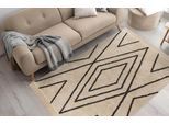 Teppich KAYOOM "Mylen 525", beige (creme, schwarz), B:120cm H:20mm L:170cm, Baumwolle, Teppiche, Teppich