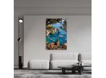 Acrylglasbild QUEENCE "Blick von der Terrasse auf das Meer", blau (farbe bild(er): blau,türkis,grün,mint), B:80cm H:120cm, Acrylglas, Bilder, Acrylglasbild, Wandbild Wohnzimmerdeko Urlaubsmotiv