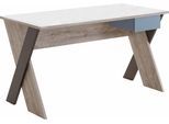 Schreibtisch FMD "Nona 6", braun (sandeichefarben, weiß), B:135cm H:76,5cm T:67,5cm, Tische, Schreibtisch, mit praktischem Schubkasten, Breite 135 cm