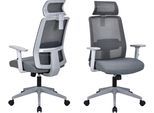 Bürostuhl OTTO HOME "Tallard, Mesh Schreibtischstuhl, ergonomische Ausstattung", grau, grau, B:68cm H:114cm T:68cm, Stühle, Bürostuhl, verstellbare Kopfstütze, Lumbalstütze & Armlehnen