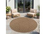 Outdoorteppich AYYILDIZ TEPPICHE "TIMBER 1401", beige, H:5mm Ø:120cm, Polypropylen, Teppiche, Outdoorteppich, In und Outdoor, Jute Sisal Optik, Wohnzimmer, Aussenbereich