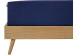 Spannbettlaken SCHIESSER "Elli aus weicher Baumwolle mit Elasthananteil für flexiblen Sitz", blau (dunkelblau), B:180cm L:200cm, Jersey-Elasthan, Obermaterial: 97% Baumwolle, 3% Elasthan, Bettlaken, Spannbettlaken, für hohe Matratzen und Boxspringbetten, OEKO-TEX MADE IN GREEN
