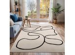 Teppich LIVABLISS "KANO", beige (schwarz), B:130cm H:10,9mm L:170cm, Polypropylen, Teppiche, Teppich