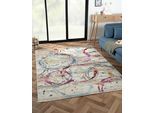 Teppich "Aurora 5", bunt (cream, blau, pink), B:170cm H:2mm L:240cm, Polypropylen (PP), MYFLAIR MÖBEL & ACCESSOIRES, Teppiche, Teppich, Flachgewebe, im modernem Used Look, superflach, weich durch Microfaser
