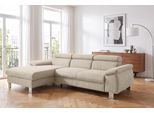 Ecksofa COTTA "Komaris L-Form, große Stoff- und Funktionsauswahl", beige, B:244cm H:72cm T:166cm, 94% POLYESTER (PES) 6%POLYAMID (PA), Sofas, Ecksofa, mit Kopfteilverstellung, optional Schlaffunktion, Bettkasten & Licht