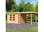 Gartenhaus KARIBU "Nordsee 5", beige (naturbelassen), ohne Fußboden, ohne Dacheindeckung, Holzwerkstoff, Gartenhäuser, Gartenhaus