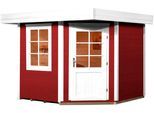 Gartenhaus WEKA "Designhaus 213 Gr.1", rot (schwedenrot, weiß, naturbelassen), Fußboden im Gartenhaus, ohne Dacheindeckung, Massivholz, Gartenhäuser, Gartenhaus