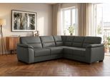 Ecksofa SIT & MORE "Montego Leder, L-Form, B: 255cm", grau (mocca), B:255cm H:88cm T:225cm, Sofas, Ecksofa, wahlweise mit Schlaffunktion und Schubkasten