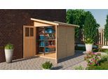Gartenhaus KARIBU "Wurmberg 2", beige (naturbelassen), ohne Fußboden, Holzwerkstoff, Gartenhäuser, Gartenhaus, terragrau, anthrazit oder naturbelassen
