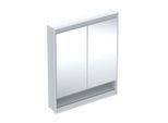 Geberit One Spiegelschrank 505822002 75 x 90 x 15 cm, weiß/Aluminium pulverbeschichtet, mit Nische und ComfortLight, 2 Türen