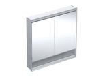 Geberit One Spiegelschrank 505823001 90 x 90 x 15cm, Aluminium eloxiert, mit Nische und ComfortLight, 2 Türen