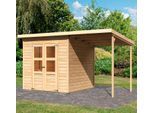 Gartenhaus KARIBU "Baggersee 3", beige (naturbelassen), ohne Fußboden, ohne Dacheindeckung, Holzwerkstoff, Gartenhäuser, Gartenhaus