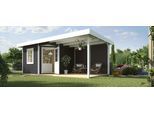Gartenhaus WEKA "Designhaus 213B Gr.1", schwarz-weiß (anthrazit, weiß, naturbelassen), Fußboden im Gartenhaus, Rückwand, ohne Dacheindeckung, Massivholz, Gartenhäuser, Gartenhaus