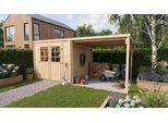 Gartenhaus WEKA "Lugo 3 mit Anbau", beige (natur), ohne Fußboden, ohne Rück- und Seitenwand, ohne Dacheindeckung, Holzwerkstoff, Gartenhäuser, Gartenhaus, 19mm 235x235