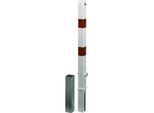 Absperrpfosten ALBERTS "Passau-Royal, eckig, herausnehmbar", weiß, B:10,5cm L:145cm, Stahl, Sicherheitsschlösser, Absperrpfosten, feuerverzinkt, zum Einbetonieren