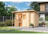 Gartenhaus NORDIC HOLZ "Vilano 3", beige (naturbelassen), ohne Fußboden, ohne Dacheindeckung, Massivholz, Gartenhäuser, Gartenhaus, mit 3 getrennten Bereiche