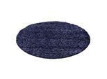 Muratap Basic shaggy vloerkleed donker blauw hoogpolig- 200 cm rond