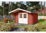 Gartenhaus LASITA MAJA "Viljandi 34", rot (schwedenrot), ohne Fußboden, ohne Dacheindeckung, Massivholz, Gartenhäuser, Gartenhaus, Blockbohlenhaus 34mm
