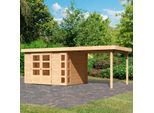 Gartenhaus KARIBU "Nordsee 5", beige (naturbelassen), ohne Fußboden, ohne Dacheindeckung, Holzwerkstoff, Gartenhäuser, Gartenhaus