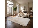 Fellteppich OTTO HOME "Balu, in Standard- und Premium-Qualität, 20 mm oder 38 mm Höhe", weiß (creme), B:180cm L:280cm, Polyester, Teppiche, Fellteppich, Kaninchenfell-Haptik, kuschelig, weich, Kunstfellteppich, Wohnzimmer