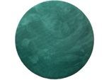 Teppich HOMIE LIVING "Pisa", grün (smaragd grün), H:25mm Ø:120cm, Polyester, Teppiche, Teppich, Hochflor, Microfaser, uni, weich, Shaggy, Wohnzimmer, Schlafzimmer