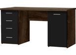 Schreibtisch FORTE "Netta", braun (schlammeiche, schwarzeiche, schlammeiche, schlammeiche), B:145cm H:76,3cm T:60cm, Tische, Schreibtisch, Breite 145 cm, mit Schubladen