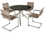 Garten-Essgruppe GARDEN PLEASURE "SOPHIA 09", silber (silber, sandbraun), Obermaterial: 70% PVC, 30% Polyester, Sitzmöbel-Sets, Garten-Essgruppe