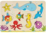 Steckpuzzle GOKI "Unterwasserwelt", bunt (natur, bunt), Puzzles, KinderB:30cm H:2,4cm T:21cm, Holz, Steckpuzzle, B:30cm H:2,4cm T:21cm