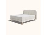 Emma Original Elite Boxspringbett – Mint - 180x210 cm - Kopfteil Streifen - Holzfüße