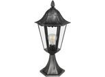 Sockelleuchte EGLO "Navedo Sockellampe, Außenlampe aus Aluguss und Glas, E27, IP44, Lampe", schwarz-weiß (schwarz), H:47cm Ø:23cm, Leuchten, Sockelleuchte, Stehleuchte - H47 x Ø23 cm - schwarz, silber-patina - 1X60W exkl.
